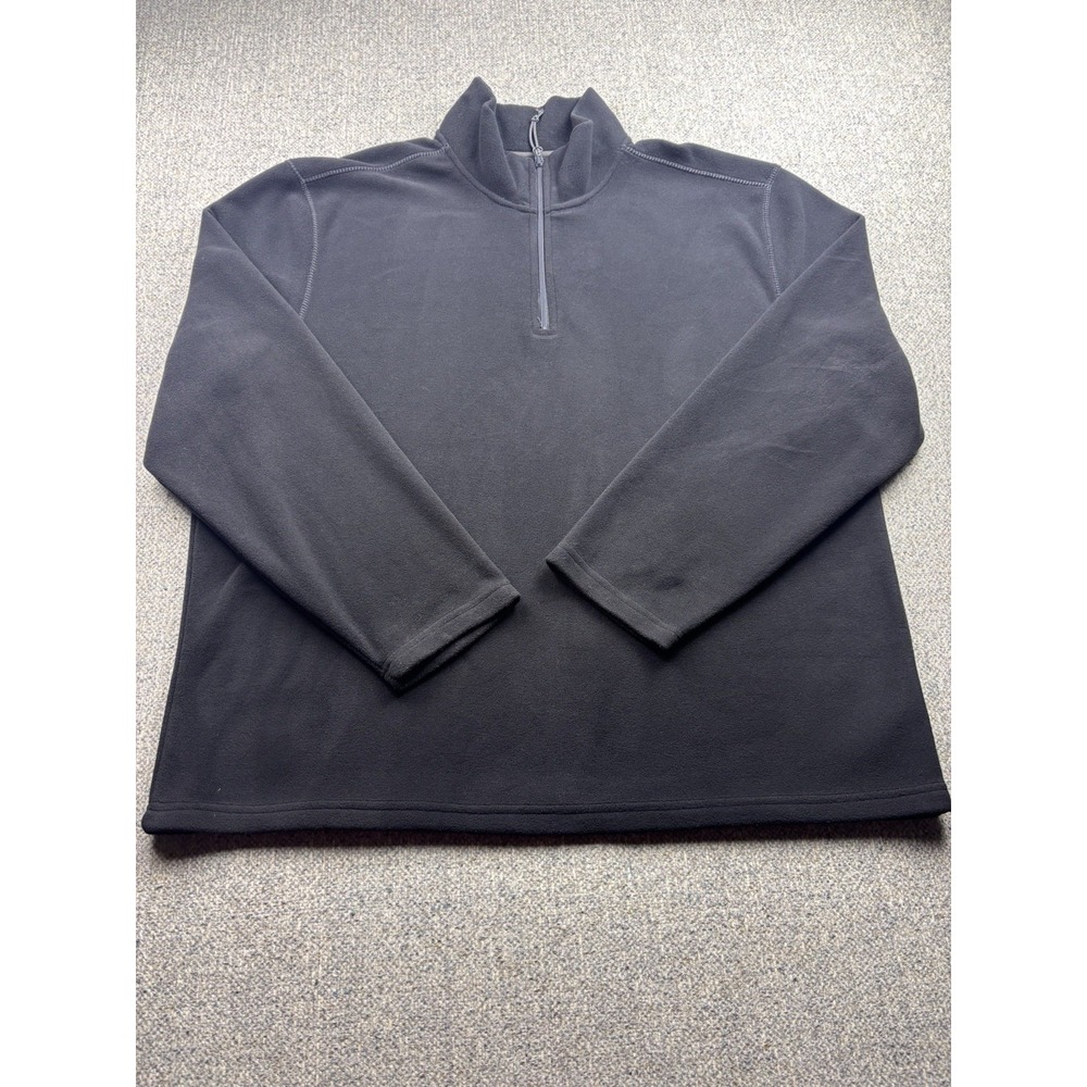 St. Johns Bay Mens Pullover Black Fleece Quarter Zip Mock Neck Long Sleeve Men